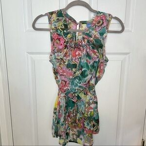 VERA Wang Simply Vera Floral watercolour Tie Top sleeveless blouse Medium